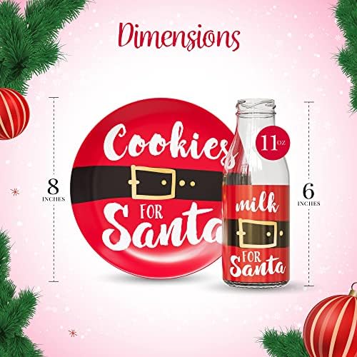 Biscoitos Americanos do Atelier para o Papai Noel | Conjunto de 2 peças | Placa de biscoito e jarro de leite | Decora de Natal