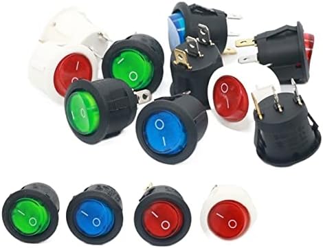 Interruptor de balancim 10pcs ligado / desligado interruptor redondo led iluminado mini preto preto vermelho azul 10a 250v / 6a 125V 3 pino Cirching circular de barco 20 mm