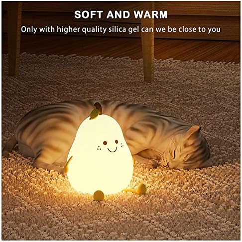 Opaeroo Pat Night Light for Kids, luz de silicone em forma de pêra, luz noturna de bateria recarregável USB Luz noturna para