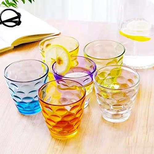 Bebidas copos de água copos de copo de vidro copos de vidro 10,2 onças coloridas 300 ml de água de água de vidro coquetel copos de copos transparentes perfeitos para restaurantes em casa e festas suco de uísque