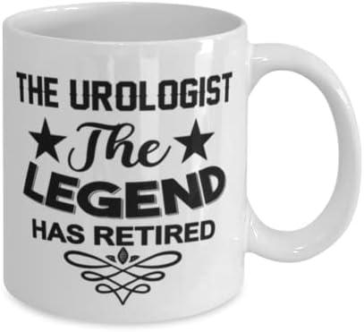 Caneca de urologista, The Legend se aposentou, idéias de presentes exclusivas para urologista, copo de chá de caneca de café branco