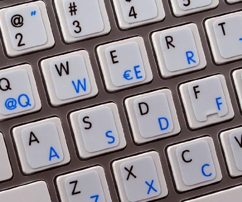 Adesivos de teclado em inglês da Apple em fundo branco no fundo branco