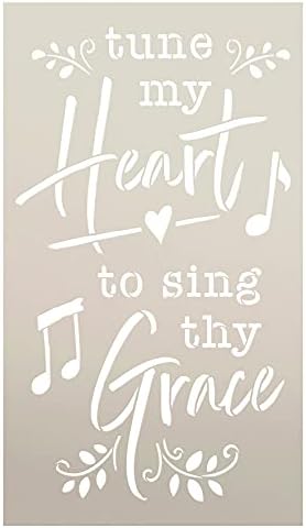 Sintonize meu coração para cantar teu estêncil de graça por Studior12 | Decoração de casa do Hino do Evangelho DIY | Craft & Paint