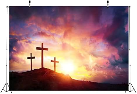 BELECO 10X8FT FACTER RESURREÇÃO DE JESUS ​​CATURA DA PÁSCIMA Jesus Cristo Cruz Photografia Túmulo da montanha Três cruzes
