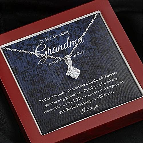 Jóias de cartão de mensagem, colar artesanal- Presente personalizado Petit Ribbon, avó do presente do neto para o presente