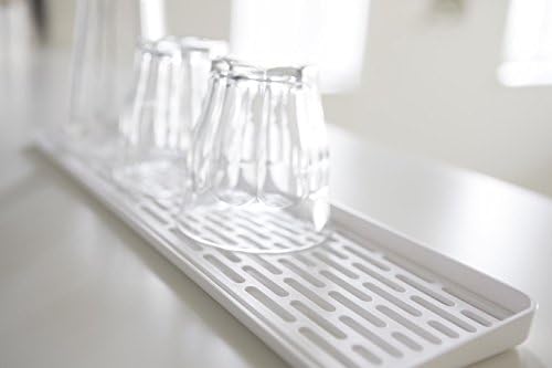 Yamazaki Pia de vidro em casa plástico | Bandeja de drenador, tamanho, branco