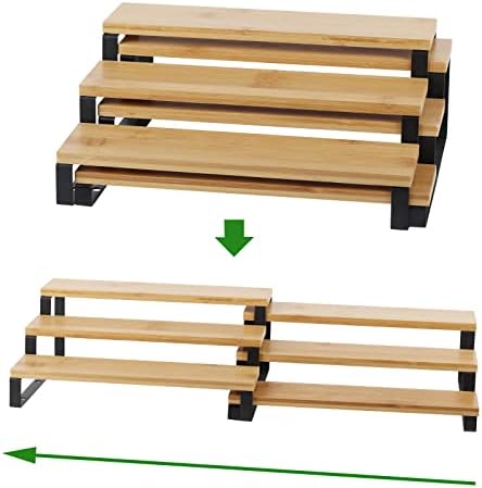 Ybing Spice Rack Organizador para o armário de 3 camadas Expandível Conjunto de prateleira de tempero de bambu de 4 prateleira