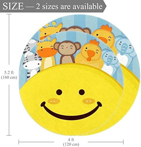 Llnsupply Grande tamanho 5 pés Round Kids Ranta de jogo Ranta sorridente Face Happy Animais Rapet Nursery Don Slip Infro