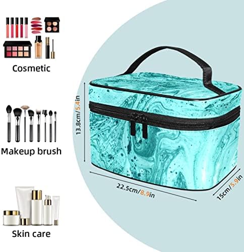 Bolsa de maquiagem de viagem, bolsa de cosmética Caso organizador, para bolsas para mulheres para produtos de higiene pessoal, padrão de mármore turquesa, padrão de mármore