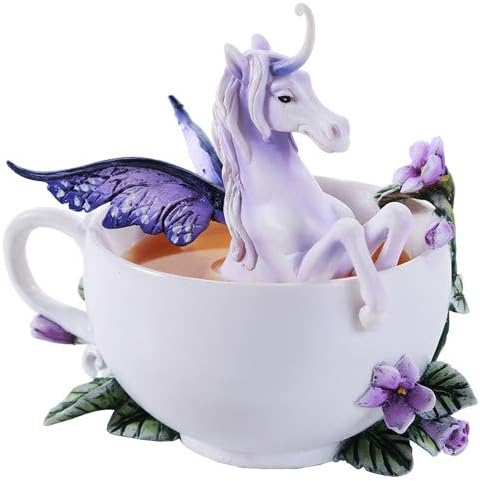 Presente do Pacífico Amy Brown Enchanted Unicorn Tea Cup Fantasy Art Statue Collectible 5,75 polegadas