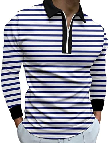 XXBR Camisas de pólo de golfe masculinas, caça de manga longa esportes de gola listrada com manga longa