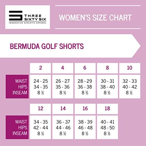 Três sessenta e seis shorts de golfe das Bermudas femininos de 8 ½ polegada - shorts ativos secos rápidos com bolsos, atléticos e respiráveis