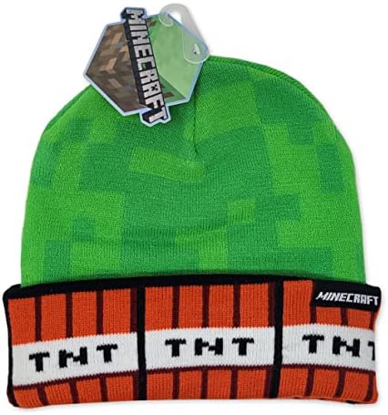 Minecraft Creeper TNT bloqueia o chapéu de gorro para meninos Verde Verde