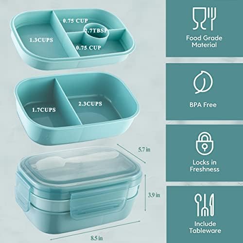 Lunhana de Bento Box de grande capacidade, 3 camadas BENTO BENTO Lunch recipientes para adultos/crianças, conjunto de utensílios embutidos,