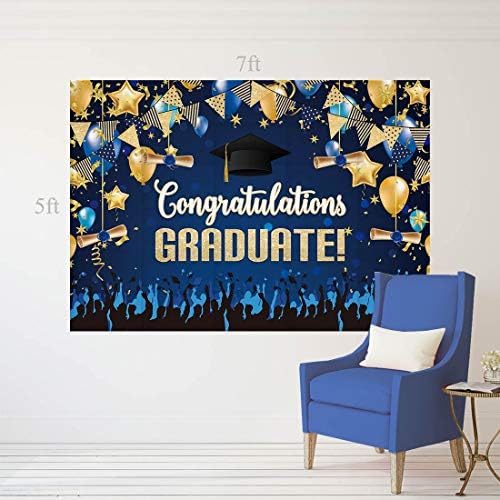 Allenjoy 82 x 59 cenário de graduação para fotografia azul e dourado parabéns parabéns aula de pós -graduação de 2023 baile