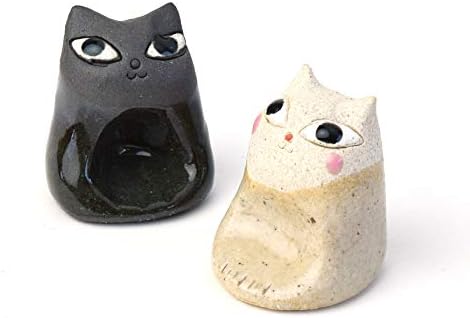 光陽 陶器 Chauzes brancos de gato de sessão à mão descanso, 3 × 4,5 × 2cm