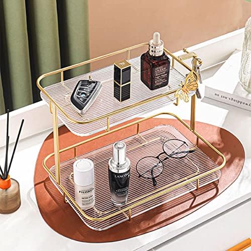 Fizzoqi camadas duplas racks de armazenamento acrílico Banheiro de cozinha Arte de ferro artesanizador de maquiagem de maquiagem prateleira de luxo de luxo prateleira de luxo prateleira de armazenamento