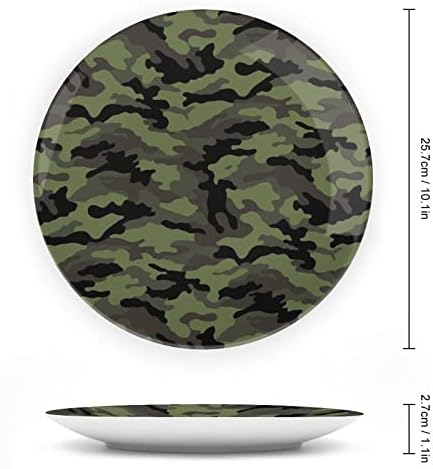 Camuflagem verde do exército Placa decorativa de placa de cerâmica redonda Placa China com exibição Stand para decoração