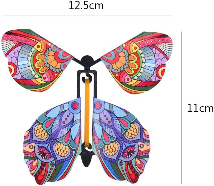 Sumag 5 PCs Voando truques de mágica de borboleta voando no livro Fairy Rubber Band Wind Up Butterfly Magic Acessórios Funny Toys