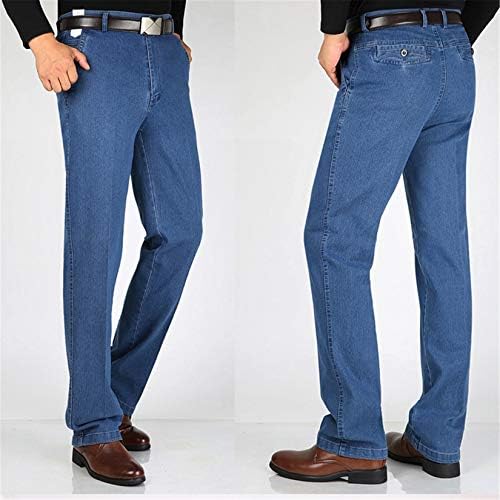 Andongnywell Business Casual Jeans Men's Wear com calça de jeans de cintura alta de estilo grosso calça de jeans de jeans