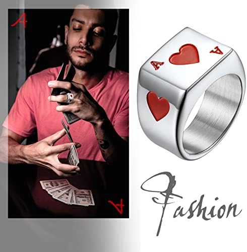 Axbuldo Aço inoxidável Signo de sinalizador para homens Cartão de pôquer Ace of Spade Rings Gambling Rings Presente para homens