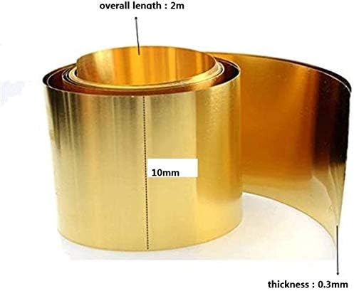 Yiwango H62 placa de metal fino em folha de cobre de latão para trabalho de metal, espessura: 0,3 mm de comprimento: 2 m, largura: 10 mm de folha de cobre pura