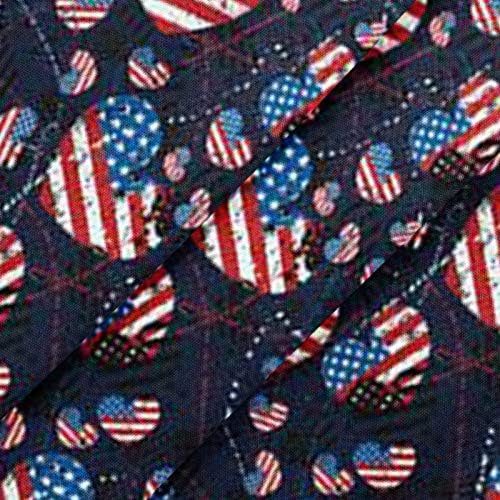 4 de julho Tshirt para mulheres American Flag Summer Summer Sleeve Camisetas em V de 2 bolos de 2 bolsos Casual Workwear