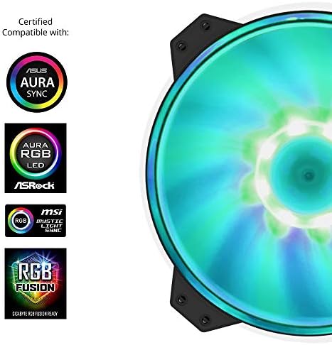 Cooler Master MasterFan MF200R RGB Film de iluminação, LEDs personalizáveis ​​RGB de 4 pinos, 800 rpm híbrido silencioso Fluxo de ar de ar alto para uso
