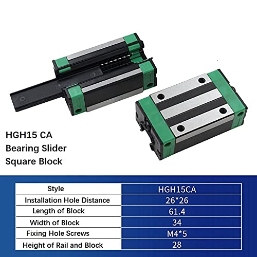 Mssoomm 15mm HGH15 CNC Square Linear Guide Kit 2PCs HGH15-68,9 polegada / 1750mm +4pcs hgh15 - Ca quadrado do tipo Bloco deslizante