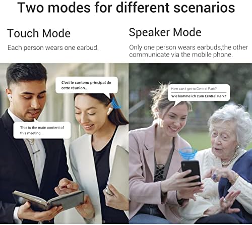 Anfier Language Translator Earbuds M6 Suporta 71 Idiomas e 56 Acentos 0.5S Tradução em tempo real, para música e chamada, dispositivo de tradutor sem fio com app fit iOS & Android