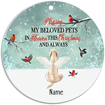 Ornamento de acrílico de Natal Miss meu amado cachorro pomeraniano no céu Ornamentos de Natal Nome personalizado Nome