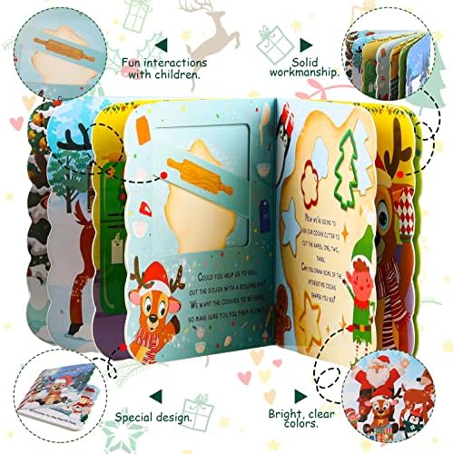 4 PCs Christmas Lift-a-Flap Board Books a Touch And Feel Children's Board Book Small, livro de Natal de formato de