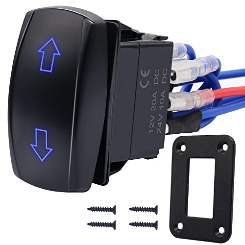 Weideer Motor Polarity Revertencing Rocker Switch Momentar 20a 12V DC Motor Control 7pin para baixo Blue LED Winch