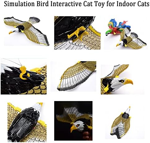 Toy de gato de gato de pássaro voador de 2pcs, simulação, brinquedo de gato interativo para gatos internos, brinquedo de gato