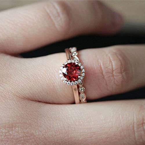Wybaxz tamanho 15 anéis para mulheres 2pcs vintage exclusivo anel de noivado oval de corte de noivo Redes de promessa