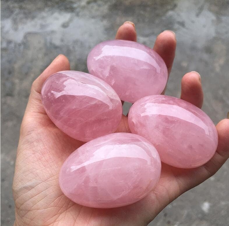 Ovos de jade de quartzo rosa para decoração, perfuração, tamanho grande