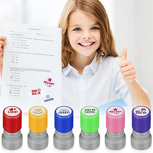 12 peças selos de professores para sala de aula colorida auto -bobina selos de classificação incentivando o configuração motivacional