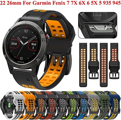 Ghfhsg 22 26mm de faixa de vigilância para Garmin Fenix ​​7 Fenix ​​6 5 5PLUS 935 945 Silicone EasyFit Wrist para Fenix ​​7x 6x 5x WatchBand