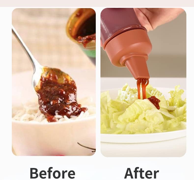 5 orifícios Ketchup Squeeze Garrafs, garrafa de condimento de reabastecimento mensurável com cobertura para molhos para churrasco,