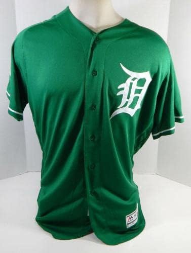 2018 Detroit Tigers Mike Gerber 13 Jogo emitiu Green Jersey St Patricks 46 818 - Jogo usou camisas MLB