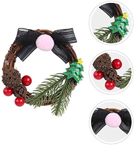 Aboofan 1pc mini vime de tecelagem coroa de natal guirlanda com tema adorável festa de decoração festas