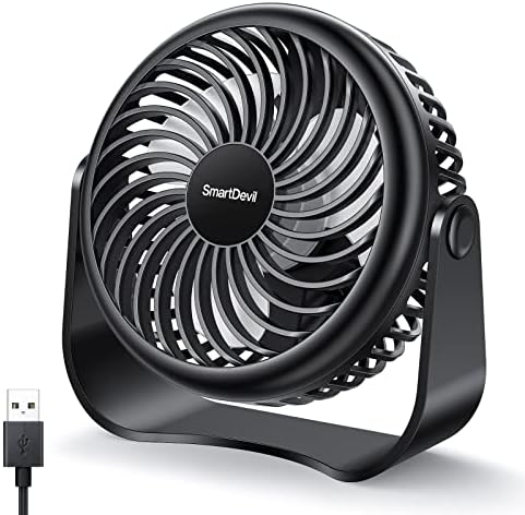 Fã de mesa USB SmartDevil, 3 velocidades de ventilador portátil para desktop, 360 ° Ajuste pequeno ventilador de mesa pessoal para