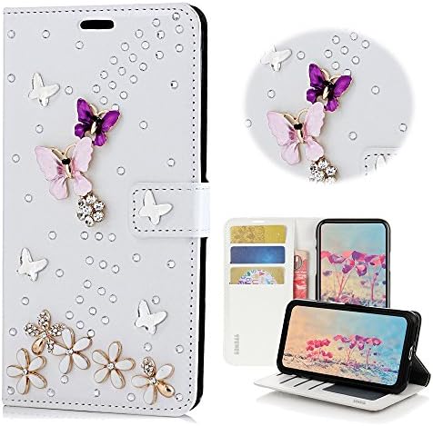 STENES Galaxy Grand Prime Caso - Stylish - 3D Handmade S -Link Butterfly Floral Magnetic Cartter Credor Slots Dob Stand Cover