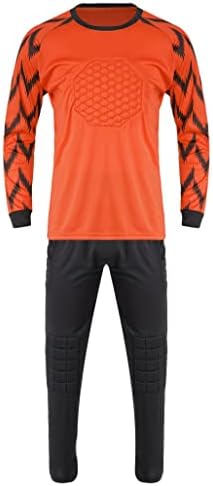 Loodgao Kids Boys Boys 2 Peça Goleiro Jersey Jersey Ruit acolchoado Camisas de goleiro de manga comprida com calças