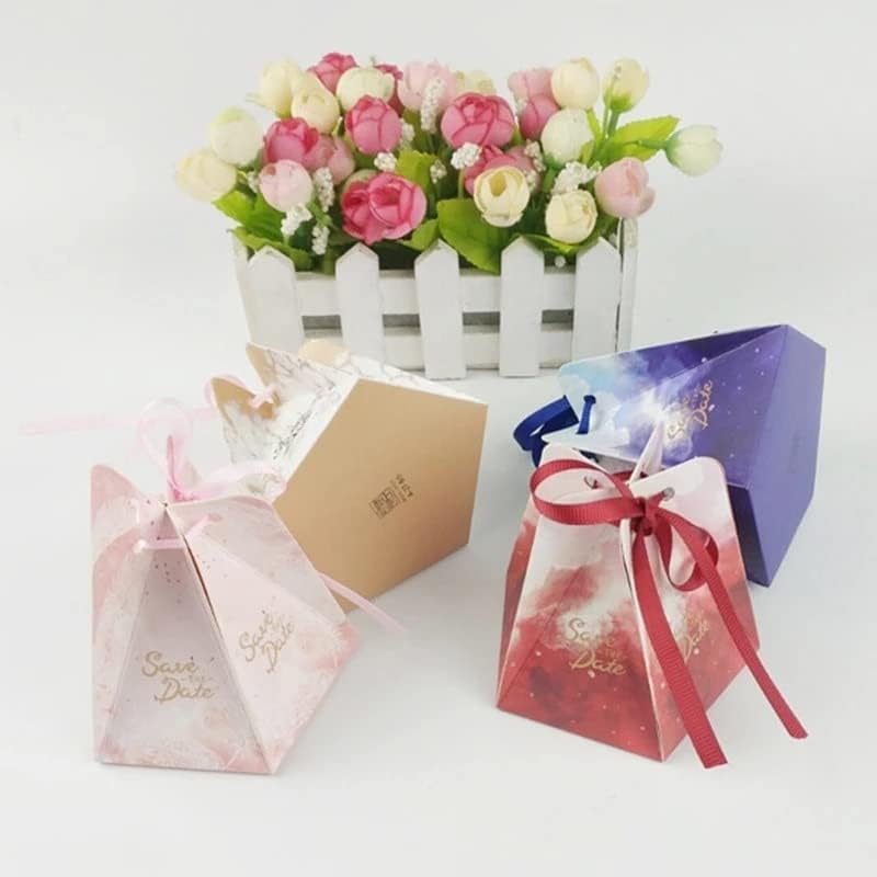 ZYZMH 100pcs caixa de favor e bolsas de doces doces de doces doces para a festa de festas de aniversário de casamento de fita decoração