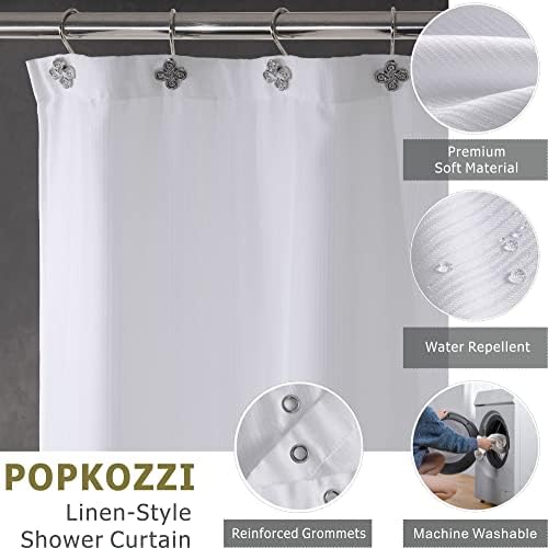 Cortinas de chuveiro branco Popkozzi para banheiro: tecido texturizado de tecido de pano de pano de pano de pano de pano de linho - Luxo de luxo de luxo, cortina decorativa elegante e elegante - 72x72