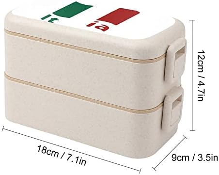 Bandeira italiana dupla empilhável Bento lancheira Modern Bento Contêiner com conjunto de utensílios