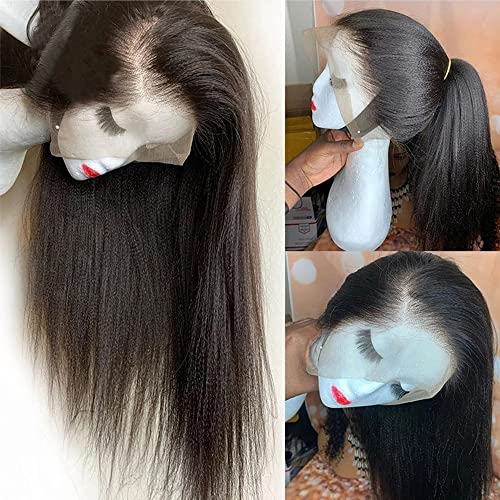 Maxine 13x4 180 Densidade de densidade Hair reto de cabelos humanos pré -arrancados yaki hd reta HD transparente renda frontal