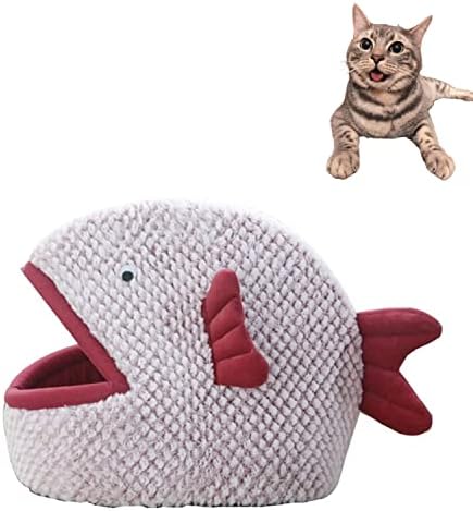 Aquecimento de gato de auto -aquecimento - Cama de gato macio semi -fechada de escorregamento profundo para pequeno gato de gato