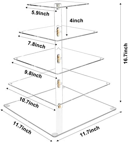 Vomus Stand Stand 5 Tier Acrílico Cupcake Display Stand com luzes de luminárias LED Tower Tower Tower para festa de aniversário/casamento